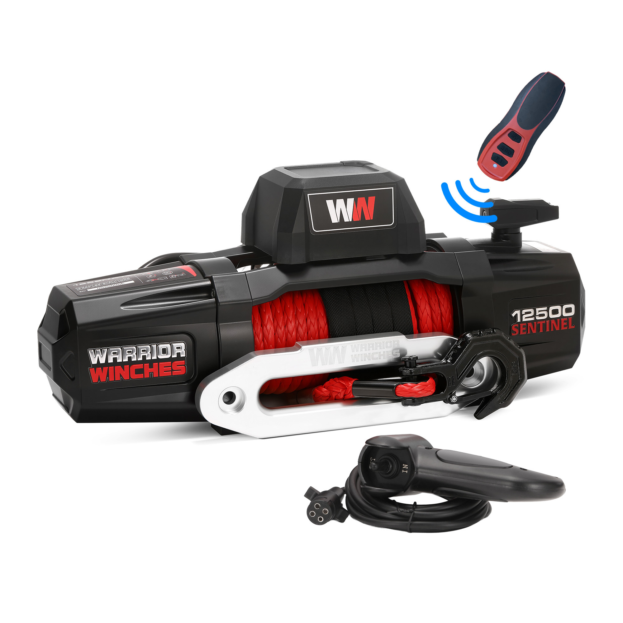 Warrior Winches Sentinel Electric Winch — 12,500lb Capacity, 12V, Synthetic Rope, Model# 125SNA12-CAD
